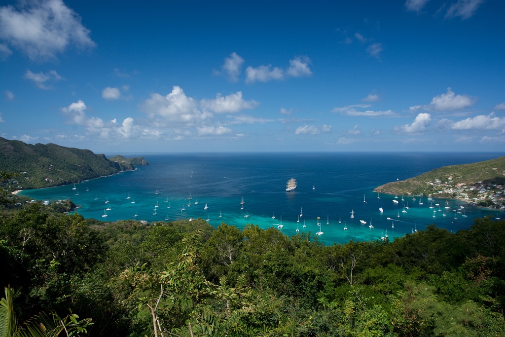 Looking down on Admiralty Bay from the terrace